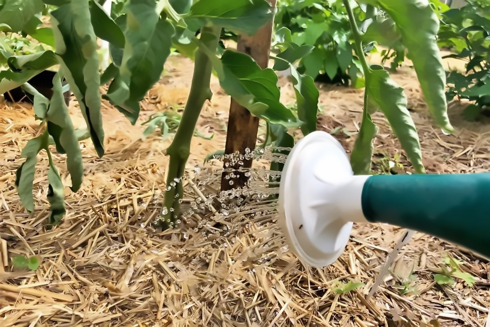 Watering-tomato-plant-at-base