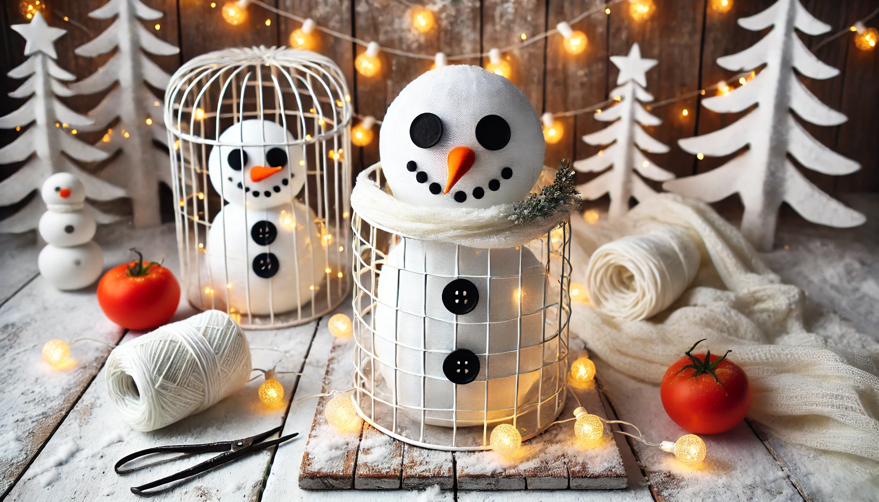 How To Make A Tomato Cage Snowman