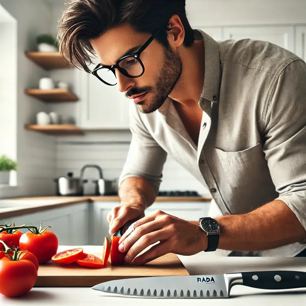 RADA Cutlery Tomato Slicing Knife in a side