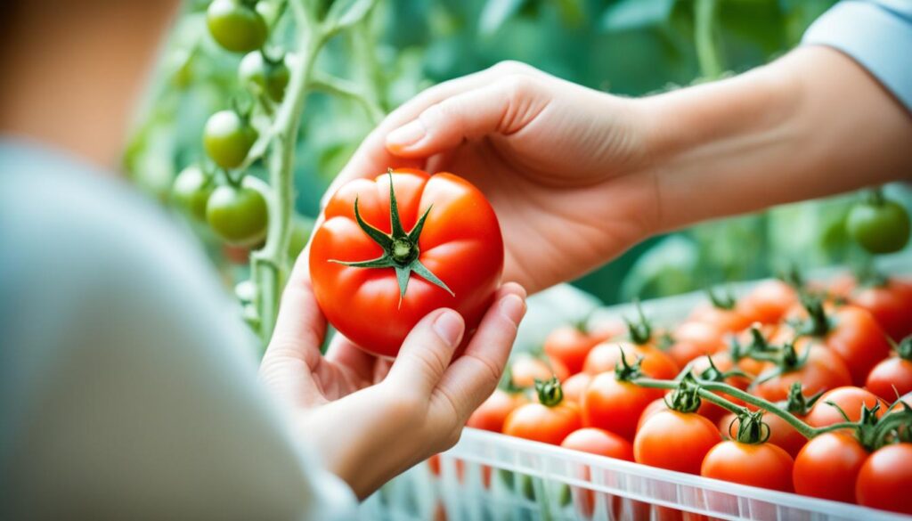 Inspecting tomatoes