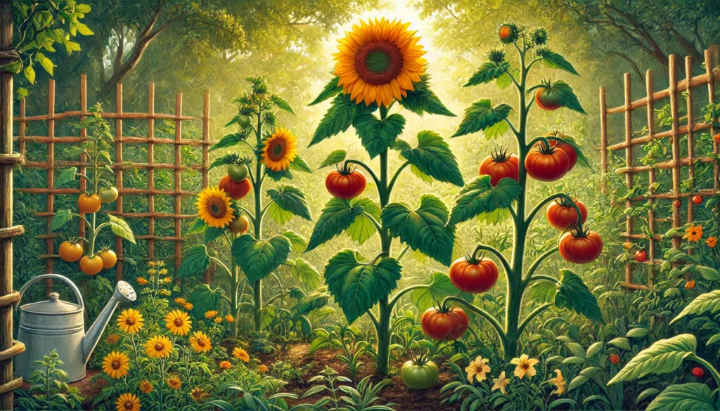 Zinnias and Tomato Companion Planting