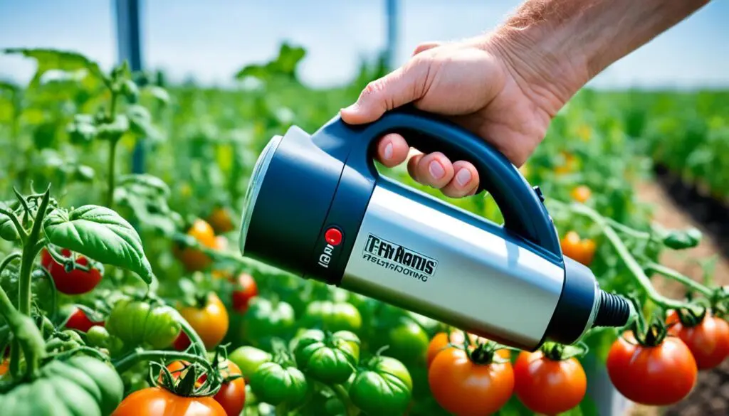 Using a handheld vacuum for tomato pest control Using a handheld vacuum for tomato pest control