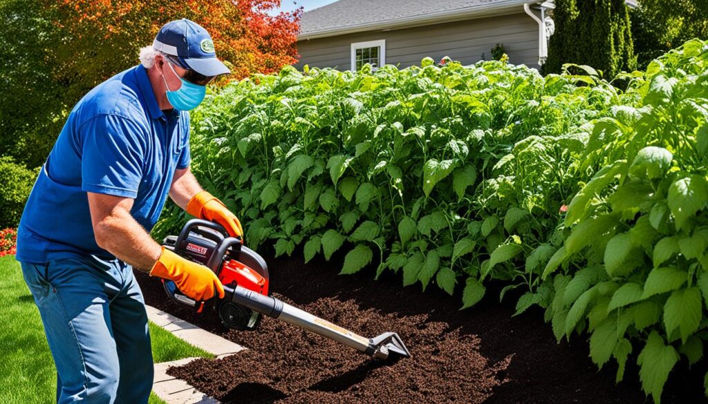 Using leaf blower for mulching