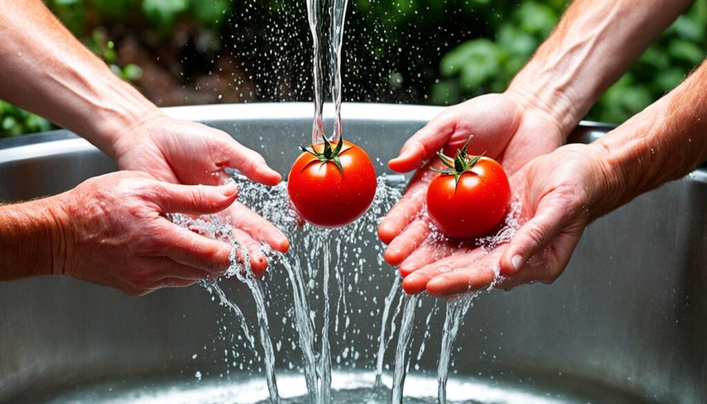 cleaning tomatoes