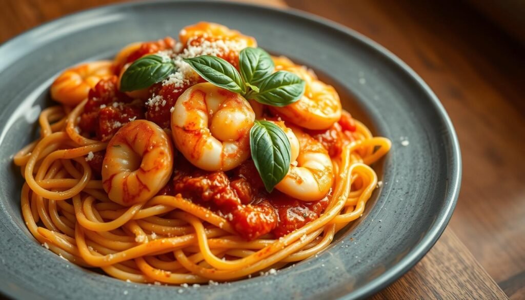 Customised Spicy Tomato Shrimp Pasta Customised Spicy Tomato Shrimp Pasta