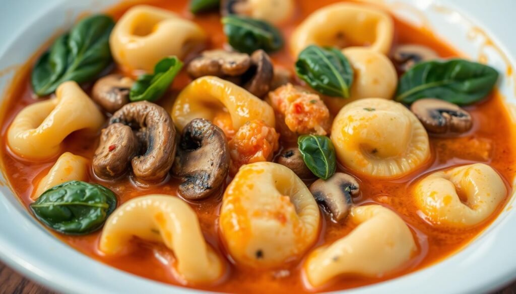 Mushroom Spinach Tortellini Dish
