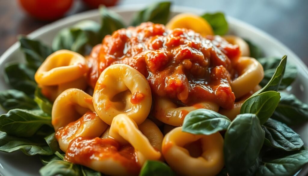 creamy tomato spinach tortellini