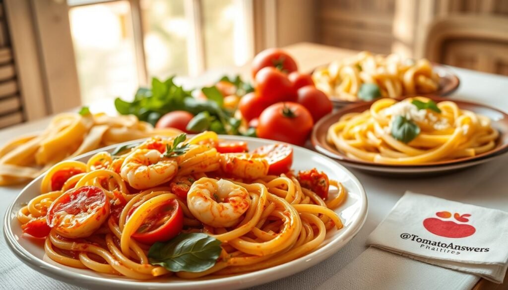 spicy tomato shrimp pasta